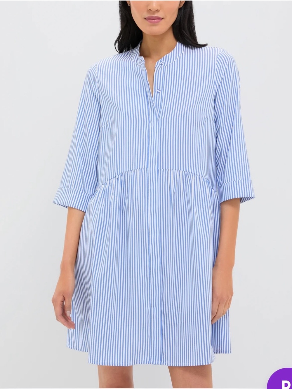Blue & White Striped Shirt Dress